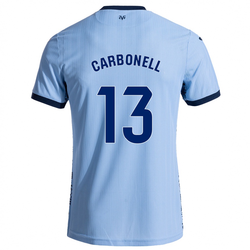 キッズフットボールCarmen Carbonell#13スカイブルーアウェイシャツ2024/25ジャージーユニフォーム