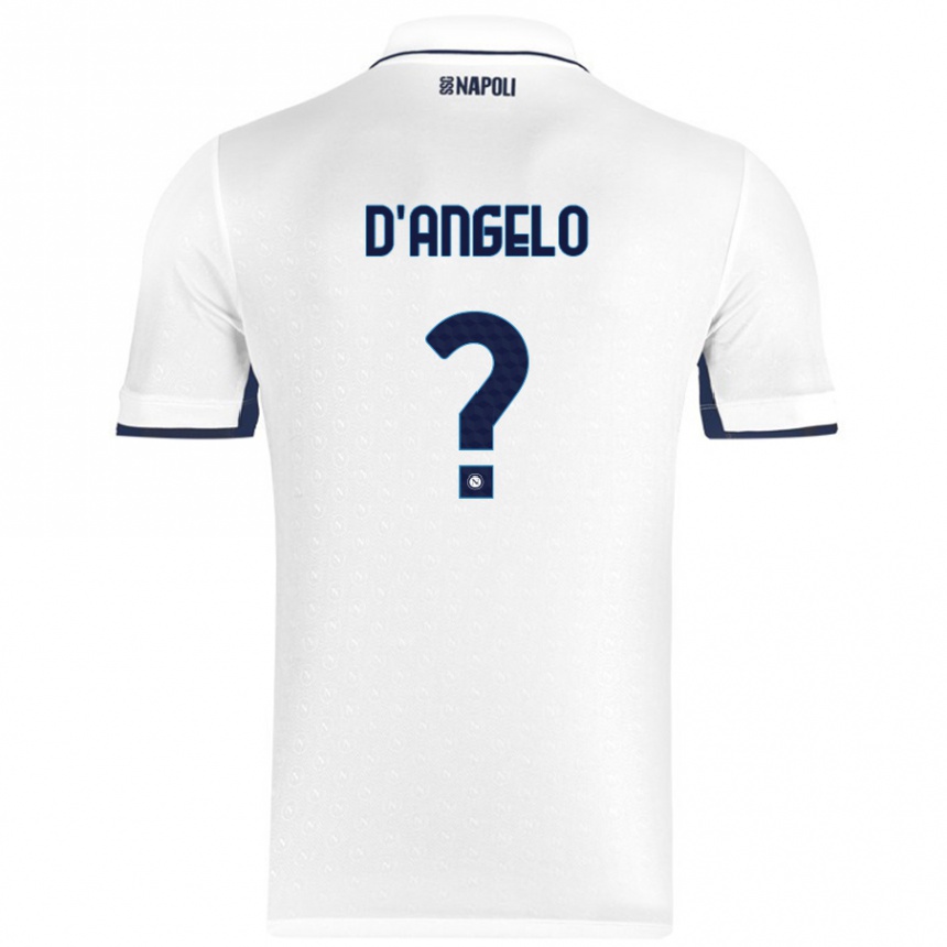 キッズフットボールGiuseppe D'angelo#0ホワイト ロイヤルブルーアウェイシャツ2024/25ジャージーユニフォーム