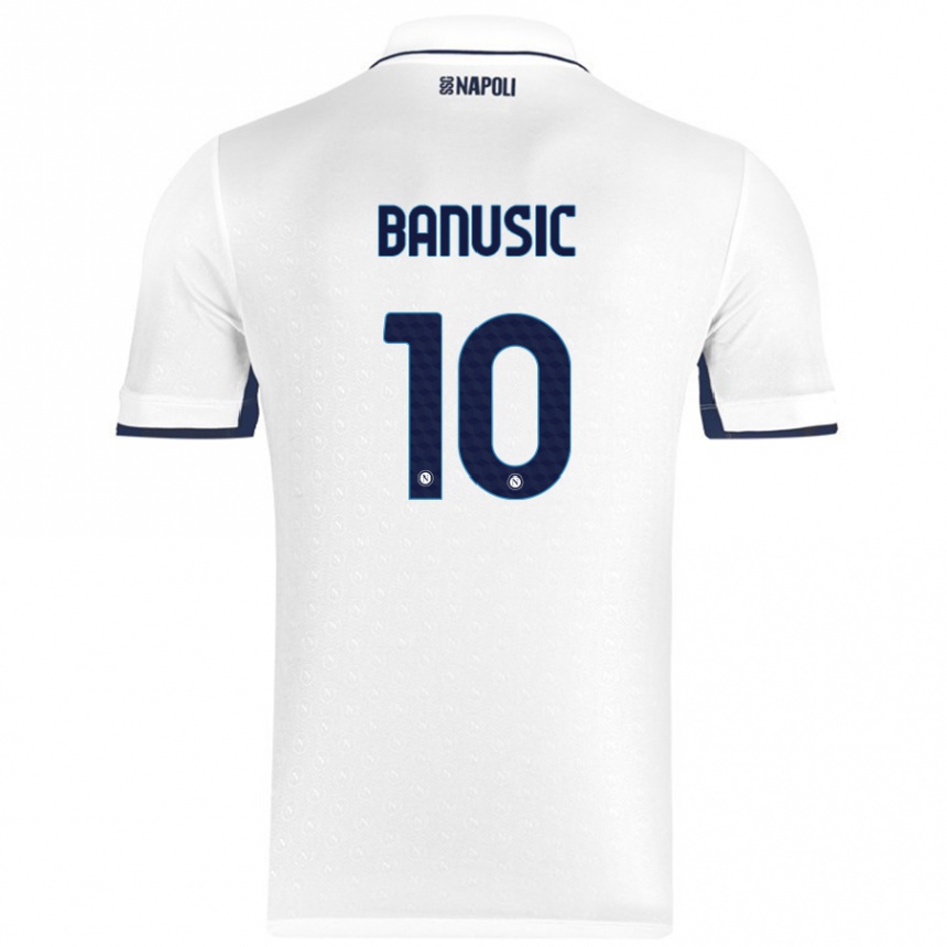 キッズフットボールMarija Banušić#10ホワイト ロイヤルブルーアウェイシャツ2024/25ジャージーユニフォーム