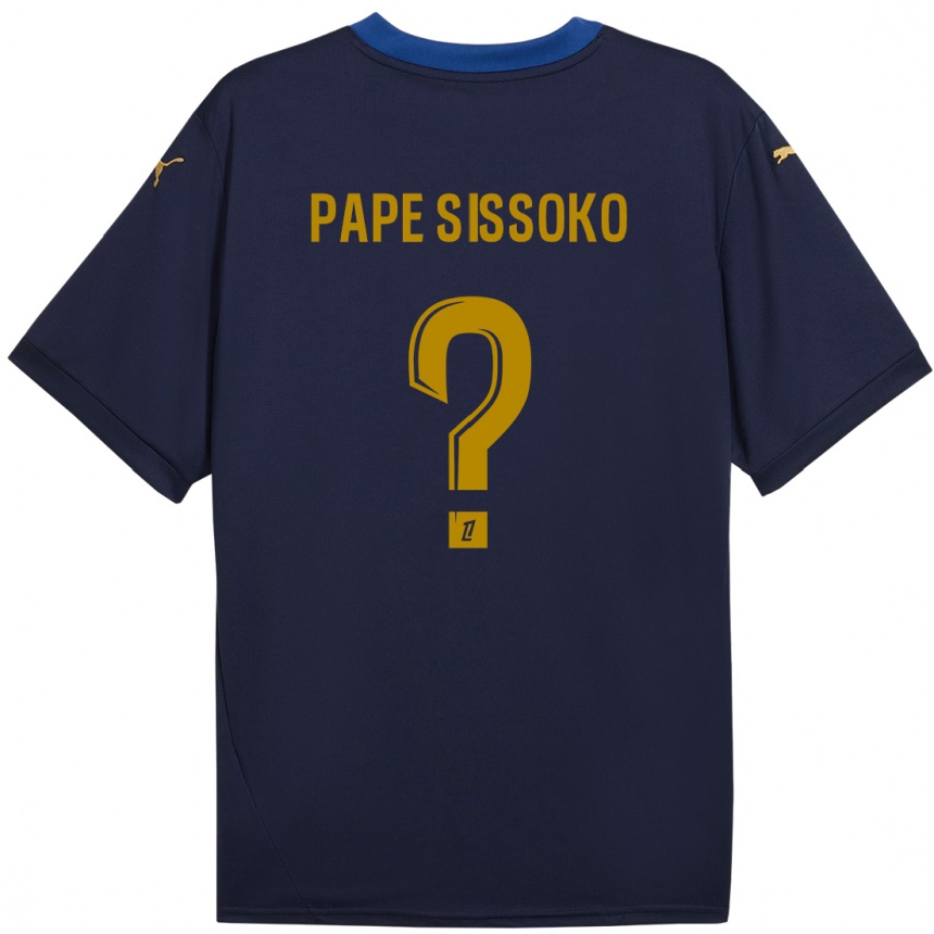 キッズフットボールNiama Pape Sissoko#0ネイビーゴールドアウェイシャツ2024/25ジャージーユニフォーム