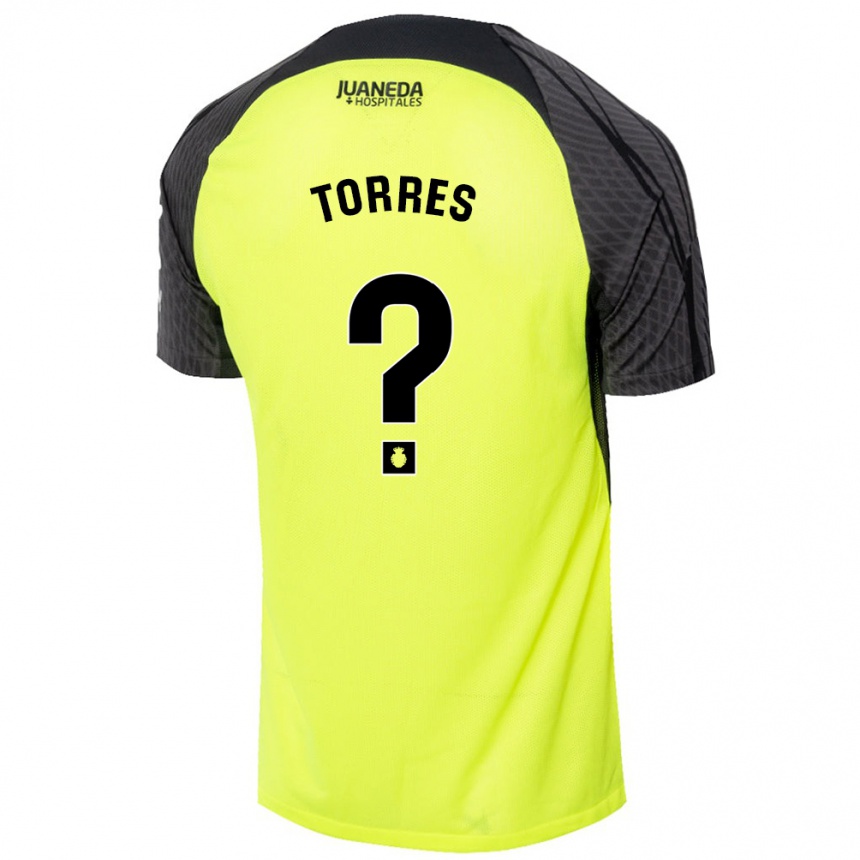 キッズフットボールIker Torres#0蛍光グリーンブラックアウェイシャツ2024/25ジャージーユニフォーム