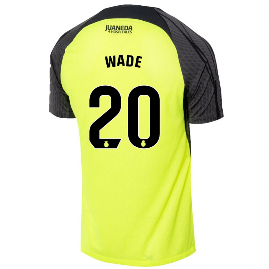 キッズフットボールSebas Wade#20蛍光グリーンブラックアウェイシャツ2024/25ジャージーユニフォーム