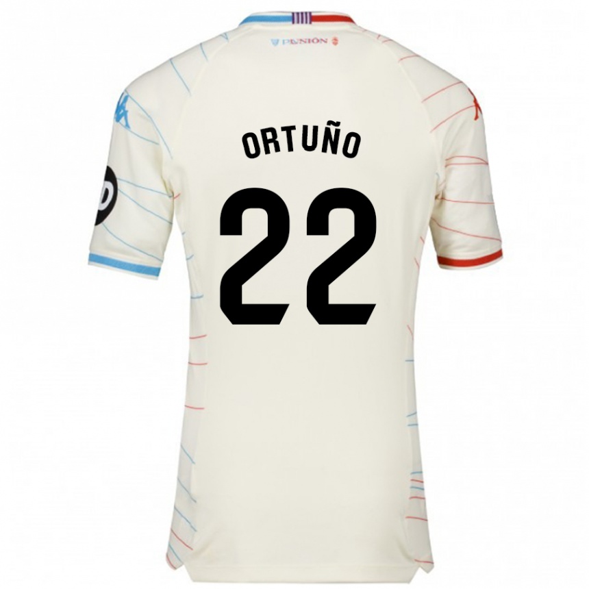 キッズフットボールFran Ortuño#22白 赤 青アウェイシャツ2024/25ジャージーユニフォーム