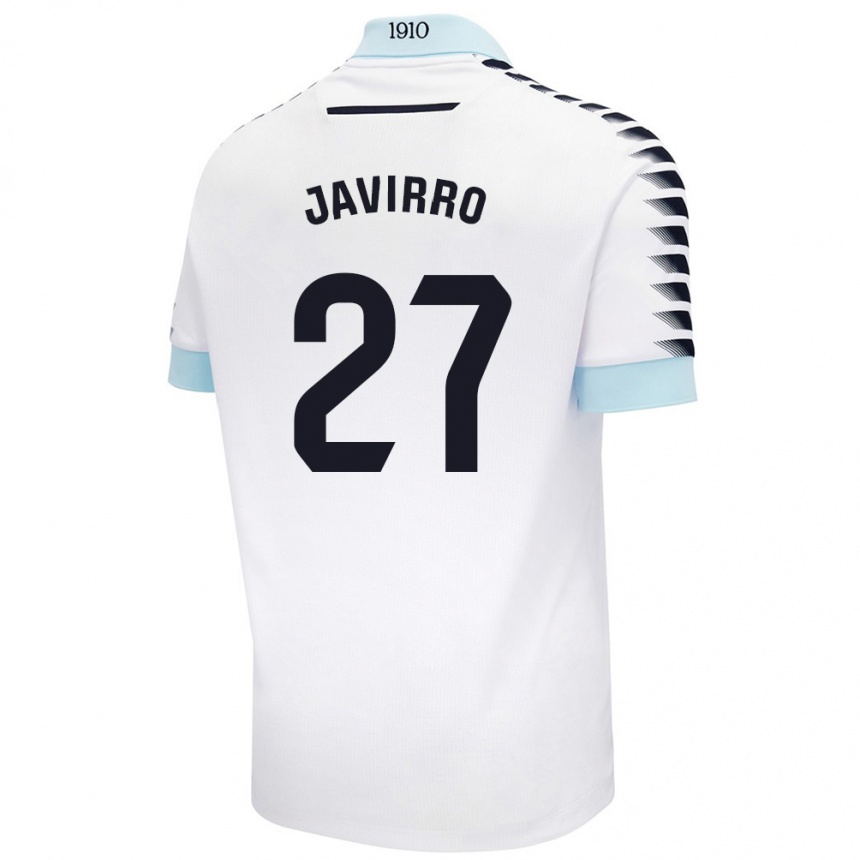 キッズフットボールJavirro#27ホワイト ブルーアウェイシャツ2024/25ジャージーユニフォーム