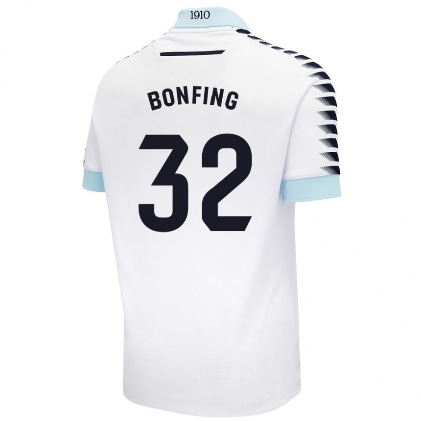 キッズフットボールBoubacar Bonfing#32ホワイト ブルーアウェイシャツ2024/25ジャージーユニフォーム