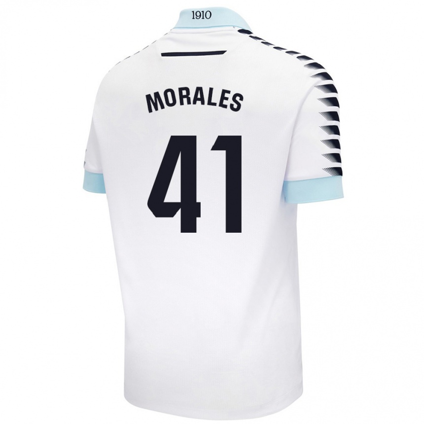 キッズフットボールLuis Morales#41ホワイト ブルーアウェイシャツ2024/25ジャージーユニフォーム