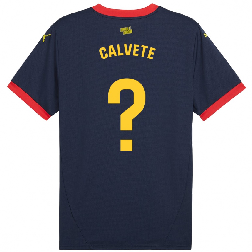 キッズフットボールPablo Calvete#0ネイビーレッドアウェイシャツ2024/25ジャージーユニフォーム