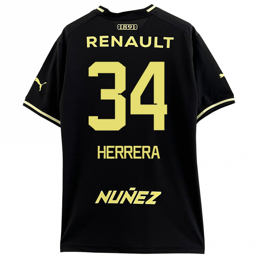 キッズフットボールNahuel Herrera#34黒 黄アウェイシャツ2024/25ジャージーユニフォーム