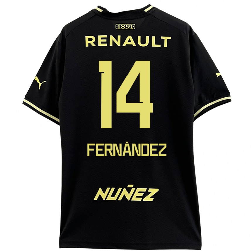 キッズフットボールFaustino Fernández#14黒 黄アウェイシャツ2024/25ジャージーユニフォーム