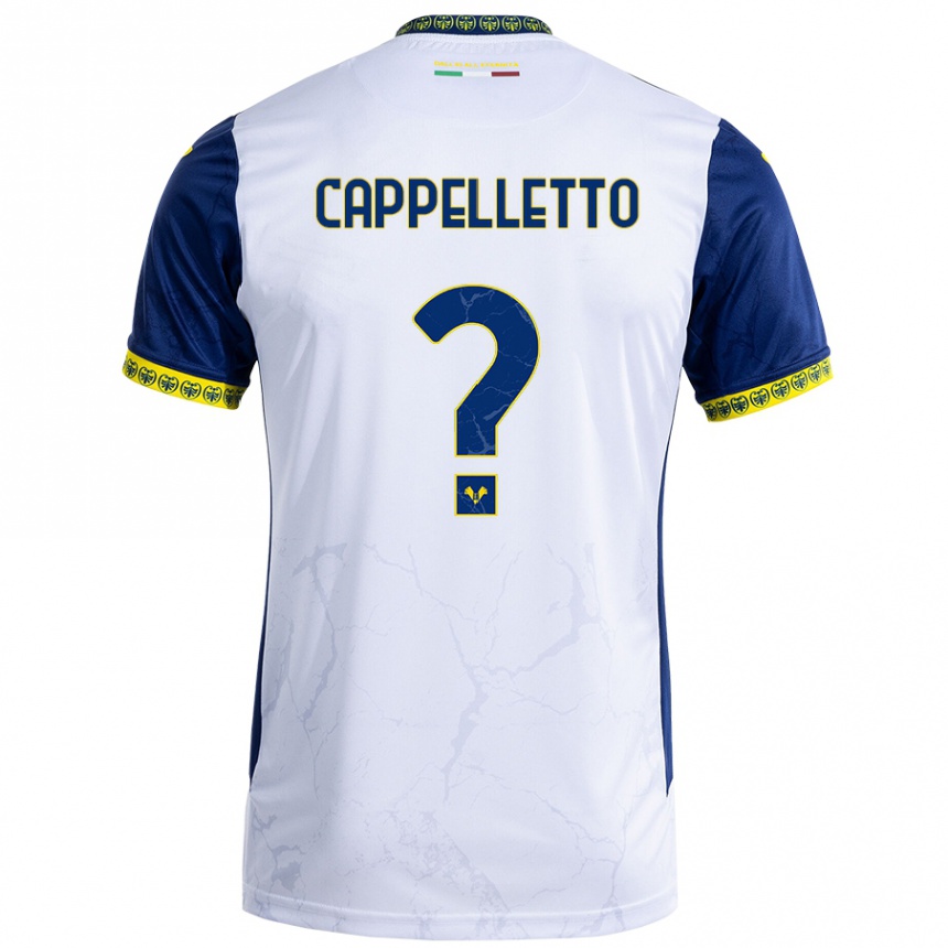 キッズフットボールBryan Cappelletto#0ホワイト ブルーアウェイシャツ2024/25ジャージーユニフォーム