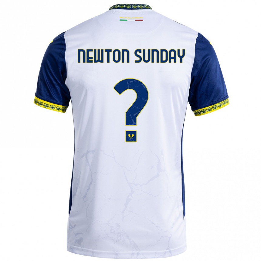 キッズフットボールEloghosa Newton Sunday#0ホワイト ブルーアウェイシャツ2024/25ジャージーユニフォーム