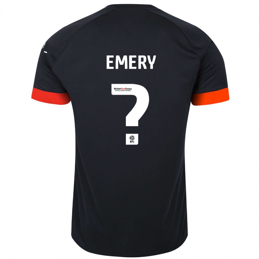 キッズフットボールCharlie Emery#0黒 オレンジアウェイシャツ2024/25ジャージーユニフォーム