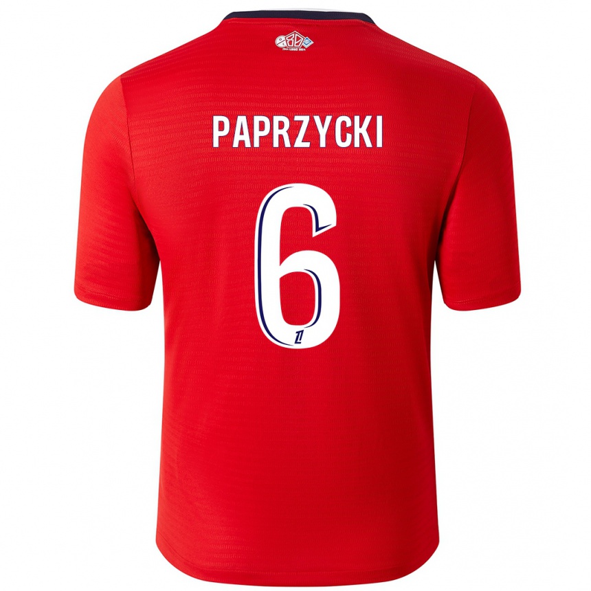 メンズフットボールAurore Paprzycki#6赤 白ホームシャツ2024/25ジャージーユニフォーム