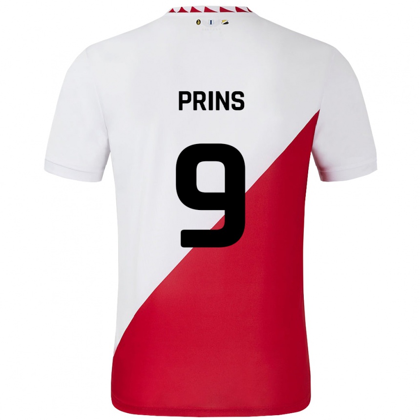 メンズフットボールFemke Prins#9白 赤ホームシャツ2024/25ジャージーユニフォーム