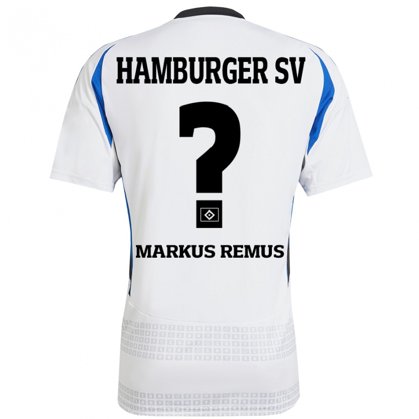 メンズフットボールMarkus Remus#0ホワイト ブルーホームシャツ2024/25ジャージーユニフォーム