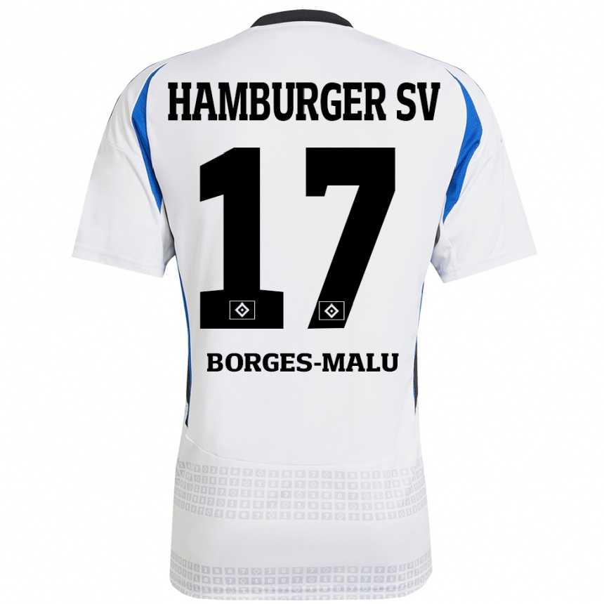 メンズフットボールLouis Borges-Malu#17ホワイト ブルーホームシャツ2024/25ジャージーユニフォーム