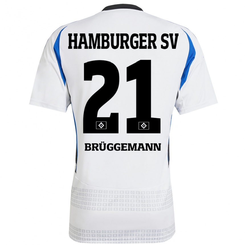 メンズフットボールWilliam Brüggemann#21ホワイト ブルーホームシャツ2024/25ジャージーユニフォーム