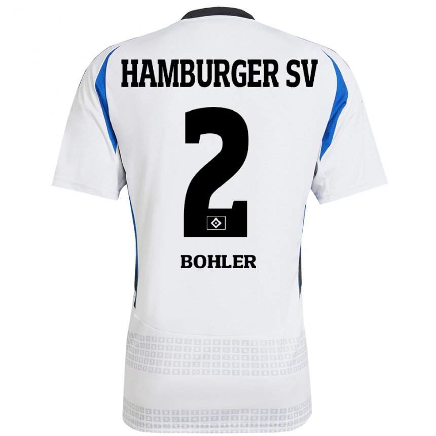 メンズフットボールAnnaleen Böhler#2ホワイト ブルーホームシャツ2024/25ジャージーユニフォーム