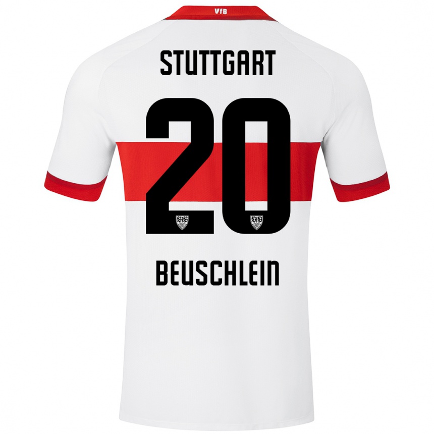 メンズフットボールJana Beuschlein#20白 赤ホームシャツ2024/25ジャージーユニフォーム