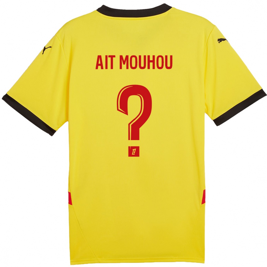 メンズフットボールNassim Ait Mouhou#0黄 赤ホームシャツ2024/25ジャージーユニフォーム