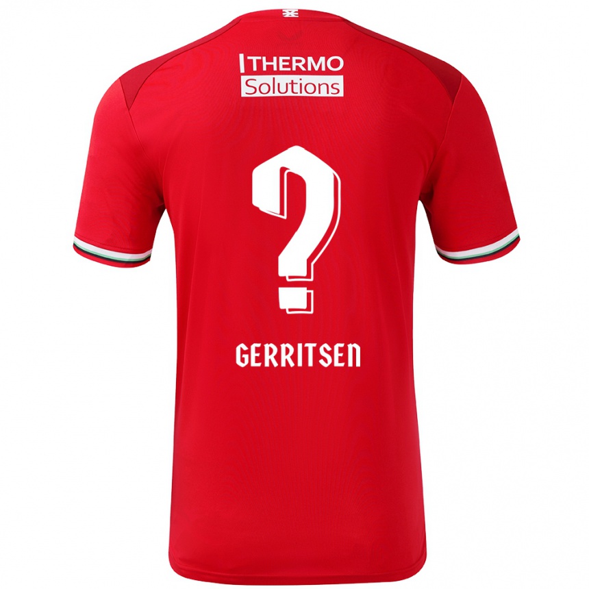 メンズフットボールYannick Gerritsen#0赤 白ホームシャツ2024/25ジャージーユニフォーム