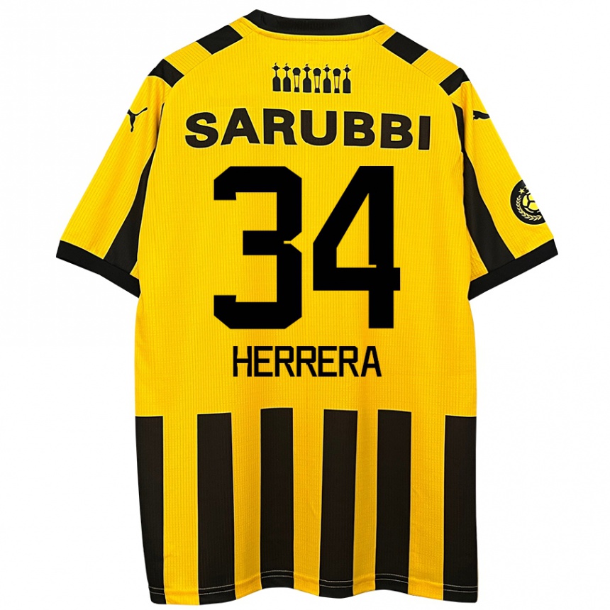 メンズフットボールNahuel Herrera#34黄 黒ホームシャツ2024/25ジャージーユニフォーム