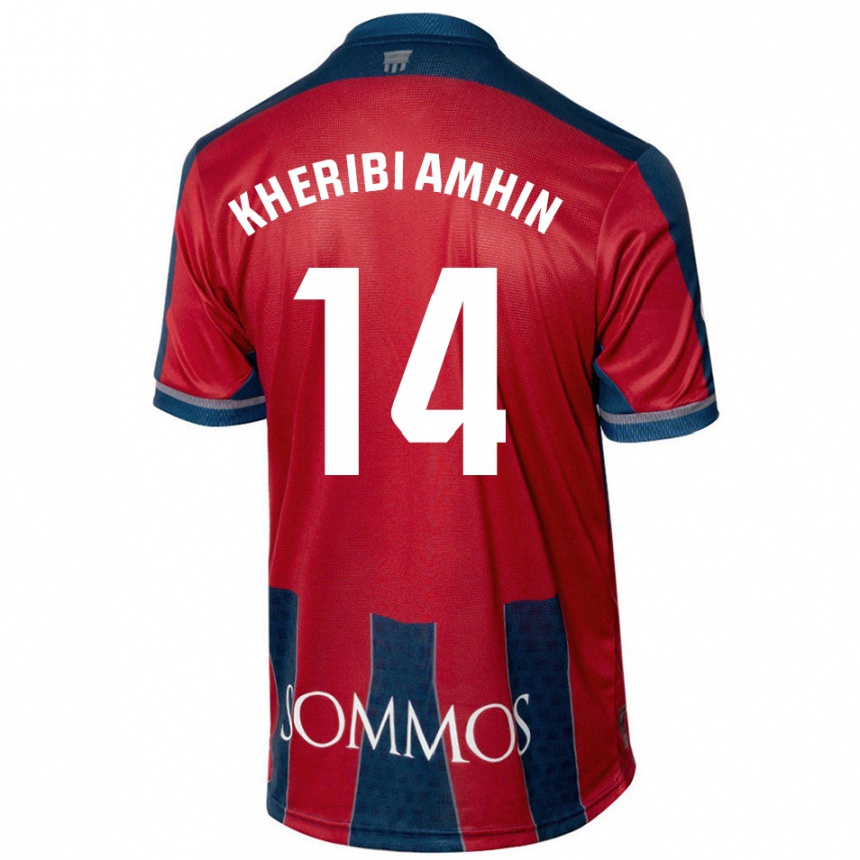 メンズフットボールNabil Kheribi Amhin#14赤 青ホームシャツ2024/25ジャージーユニフォーム