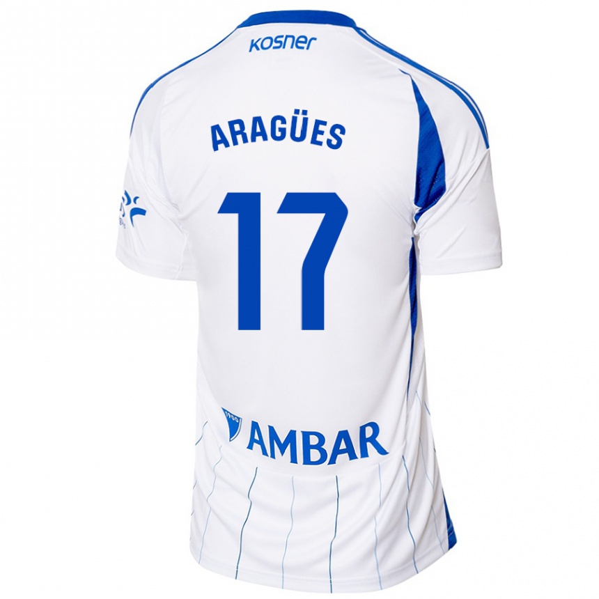 メンズフットボールChema Aragües#17赤 白ホームシャツ2024/25ジャージーユニフォーム