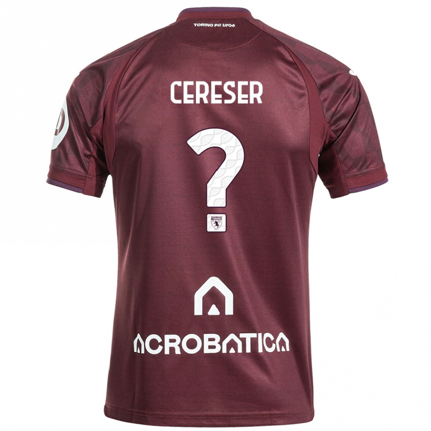 メンズフットボールFrancesco Cereser#0栗色白ホームシャツ2024/25ジャージーユニフォーム