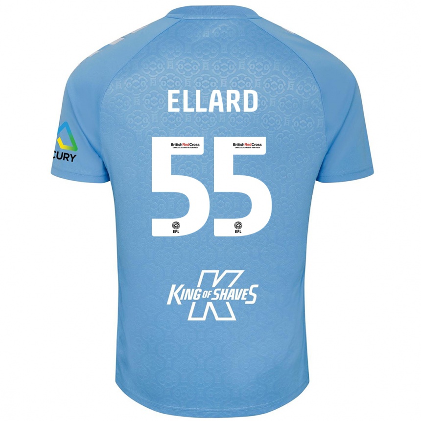 メンズフットボールAston Ellard#55ブルーホワイトホームシャツ2024/25ジャージーユニフォーム