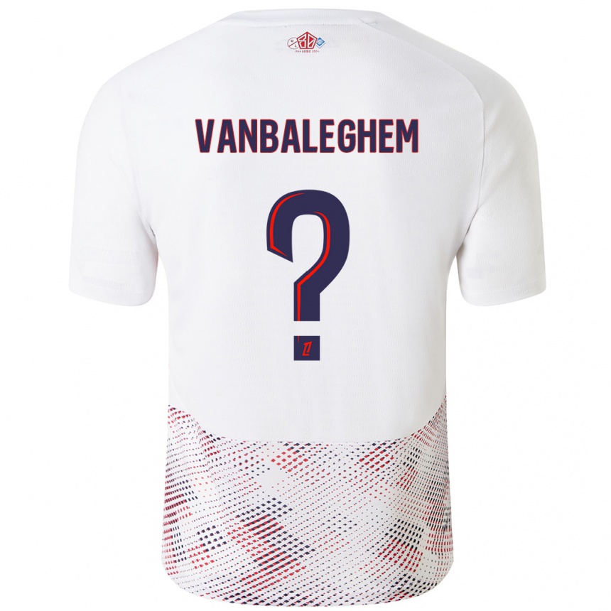 メンズフットボールValentin Vanbaleghem#0ホワイト ロイヤルブルーアウェイシャツ2024/25ジャージーユニフォーム