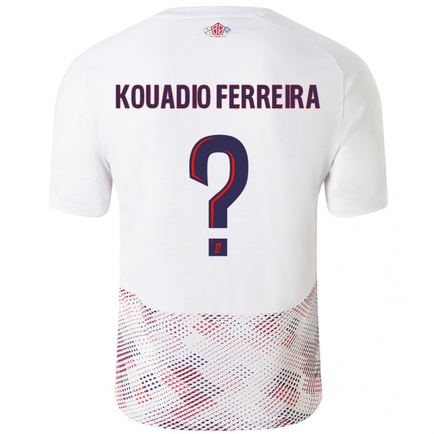 メンズフットボールWilfrid Kouadio Ferreira#0ホワイト ロイヤルブルーアウェイシャツ2024/25ジャージーユニフォーム