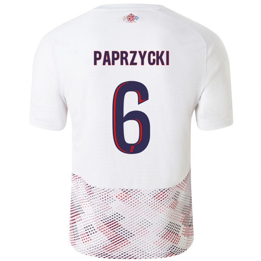 メンズフットボールAurore Paprzycki#6ホワイト ロイヤルブルーアウェイシャツ2024/25ジャージーユニフォーム