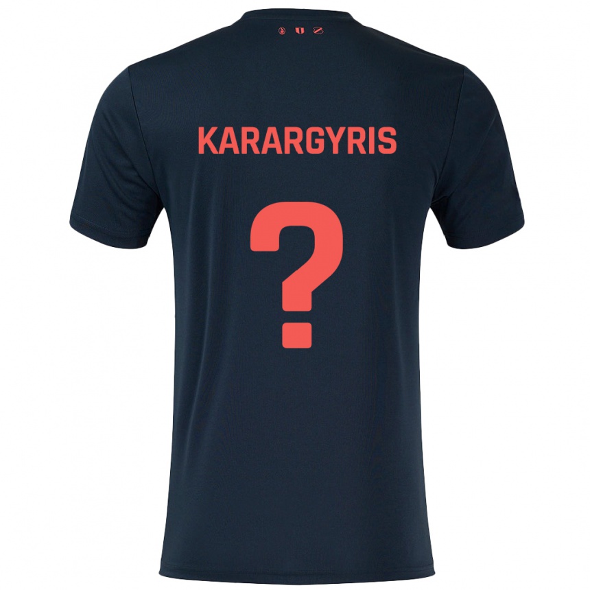 メンズフットボールZois Karargyris#0黒 赤アウェイシャツ2024/25ジャージーユニフォーム