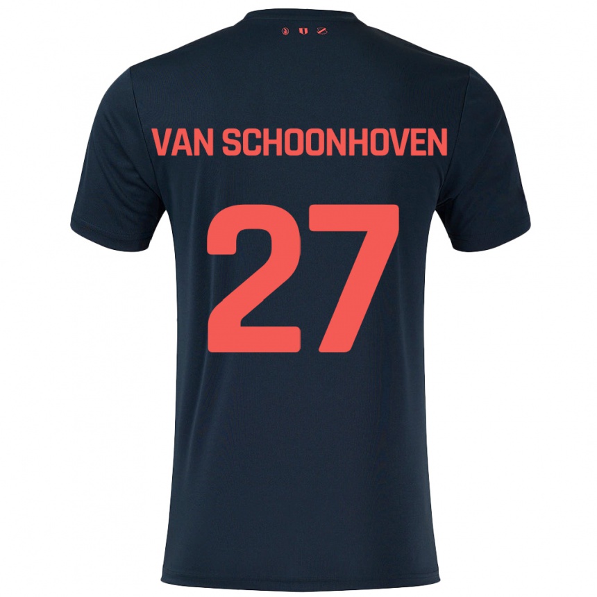 メンズフットボールNurija Van Schoonhoven#27黒 赤アウェイシャツ2024/25ジャージーユニフォーム