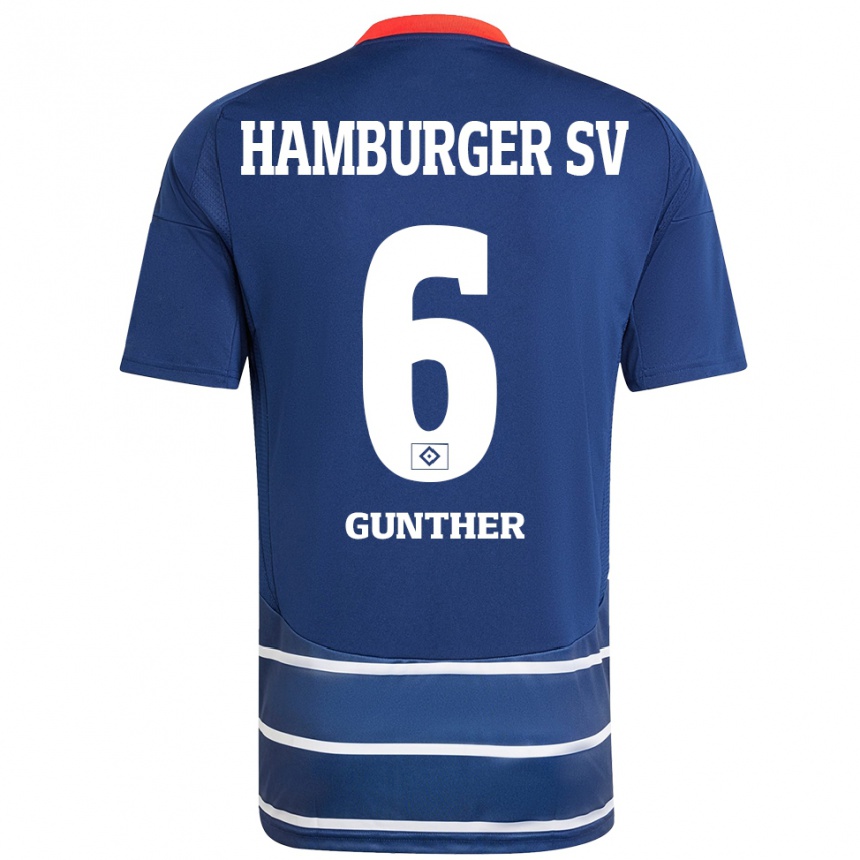 メンズフットボールHannah Günther#6ダークブルーアウェイシャツ2024/25ジャージーユニフォーム