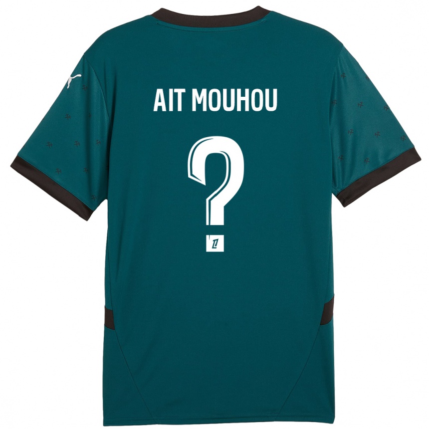 メンズフットボールNassim Ait Mouhou#0ダークグリーンアウェイシャツ2024/25ジャージーユニフォーム