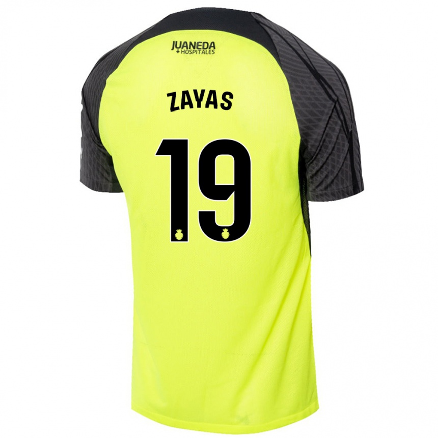 メンズフットボールYosmel Zayas#19蛍光グリーンブラックアウェイシャツ2024/25ジャージーユニフォーム