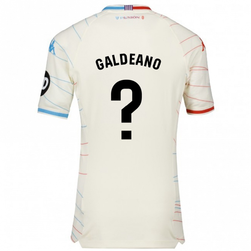 メンズフットボールAlejandro Galdeano#0白 赤 青アウェイシャツ2024/25ジャージーユニフォーム