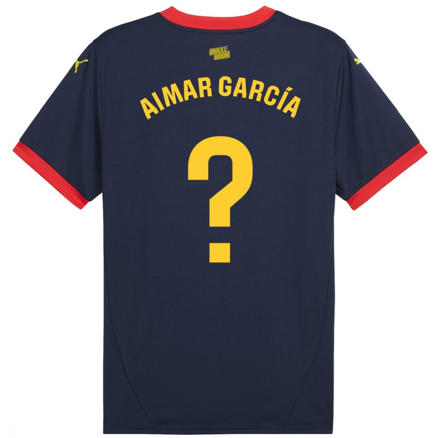 メンズフットボールAimar García#0ネイビーレッドアウェイシャツ2024/25ジャージーユニフォーム