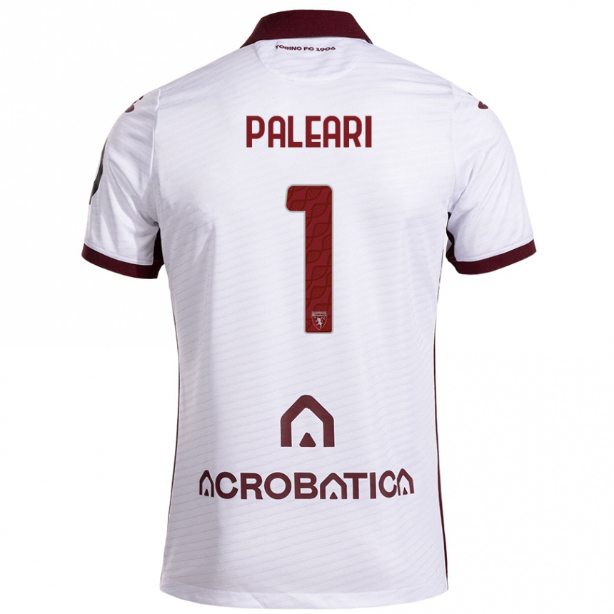 メンズフットボールAlberto Paleari#1ホワイト マルーンアウェイシャツ2024/25ジャージーユニフォーム