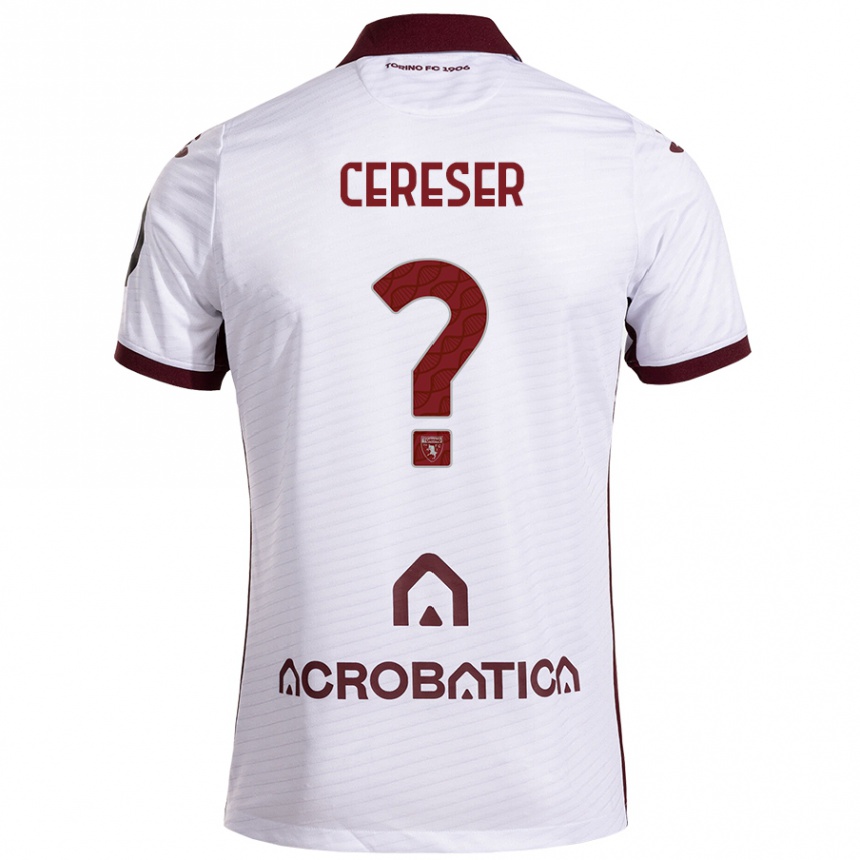 メンズフットボールFrancesco Cereser#0ホワイト マルーンアウェイシャツ2024/25ジャージーユニフォーム