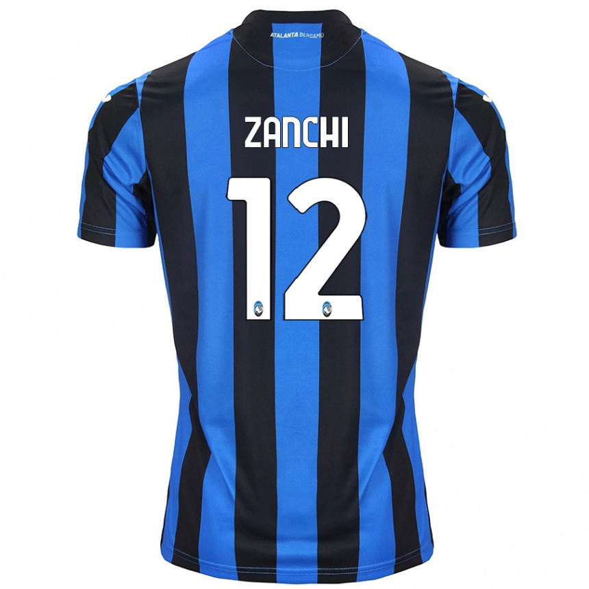 レディースフットボールEdoardo Zanchi#12青黒ホームシャツ2024/25ジャージーユニフォーム