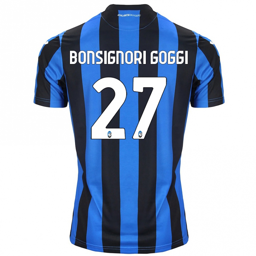 レディースフットボールLorenzo Bonsignori Goggi#27青黒ホームシャツ2024/25ジャージーユニフォーム