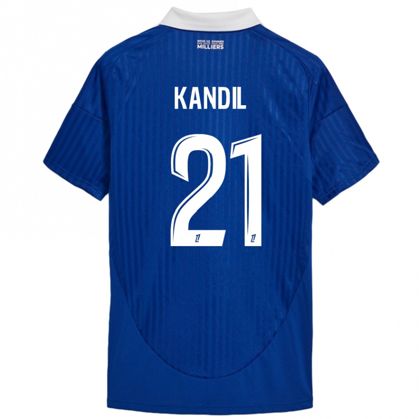 レディースフットボールNordine Kandil#21ブルーホワイトホームシャツ2024/25ジャージーユニフォーム