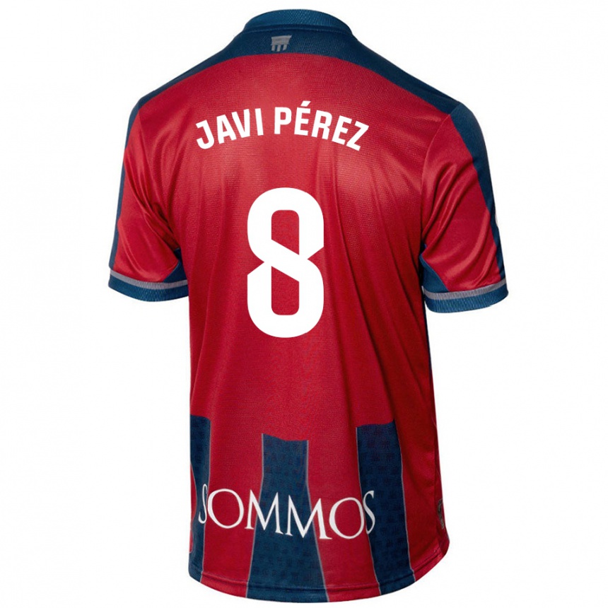 レディースフットボールJavi Pérez#8赤 青ホームシャツ2024/25ジャージーユニフォーム