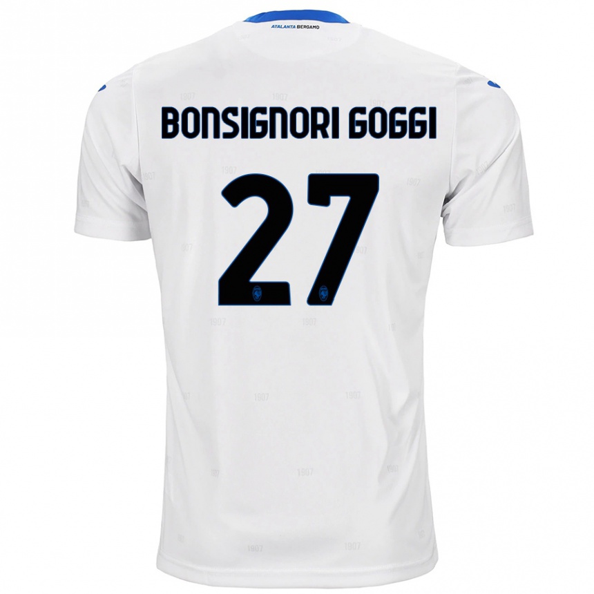 レディースフットボールLorenzo Bonsignori Goggi#27白アウェイシャツ2024/25ジャージーユニフォーム