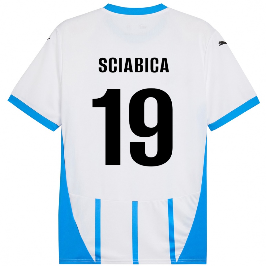 レディースフットボールManuela Sciabica#19ホワイト ブルーアウェイシャツ2024/25ジャージーユニフォーム