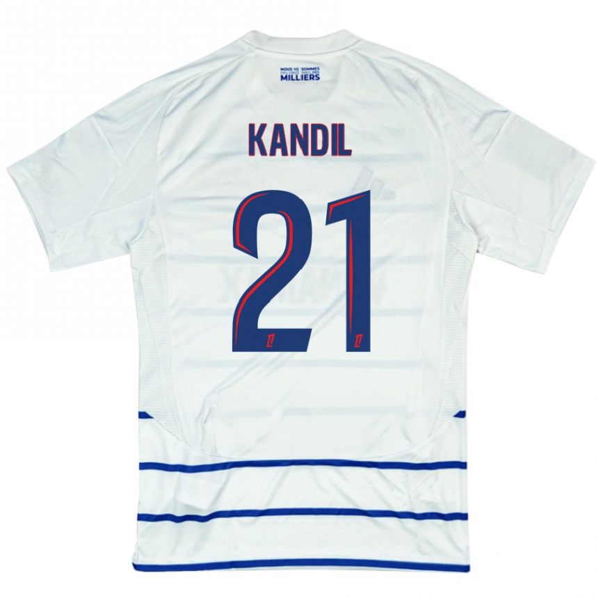 レディースフットボールNordine Kandil#21ホワイト ブルーアウェイシャツ2024/25ジャージーユニフォーム