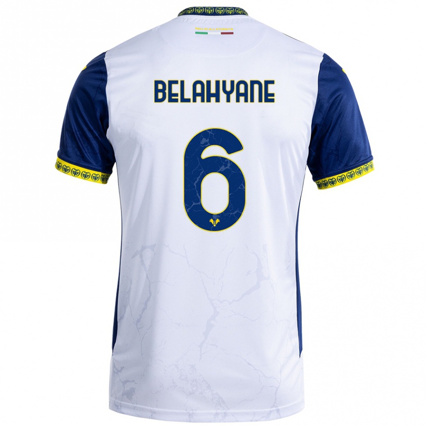 レディースフットボールReda Belahyane#6ホワイト ブルーアウェイシャツ2024/25ジャージーユニフォーム